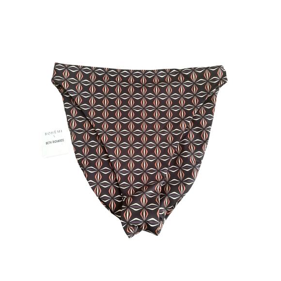 Free People Beth Richards Boheme Geometric Print High Waist Bikini Bottom Large - Picture 4 of 7